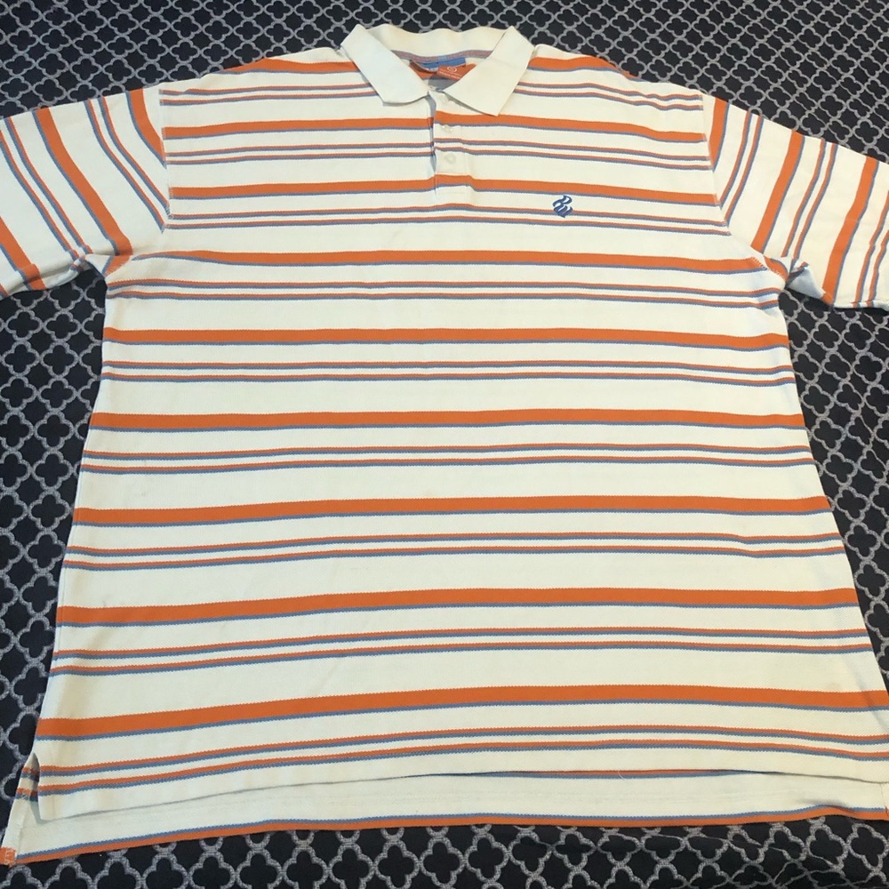 RocaWear Vintage Polo Shirt Sz XL Striped Orange Hip Hop Y2K Streetwear EE3